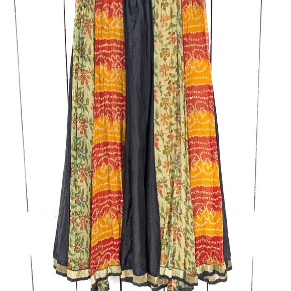 Natural Dresses & Skirts - Vintage boho floral sheer silk flowy maxi skirt